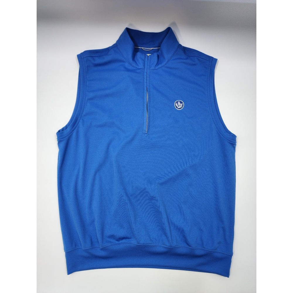 Donald Ross Sportswear Mens Blue Quarter Zip Golf Vest Large Thistle Logo L
